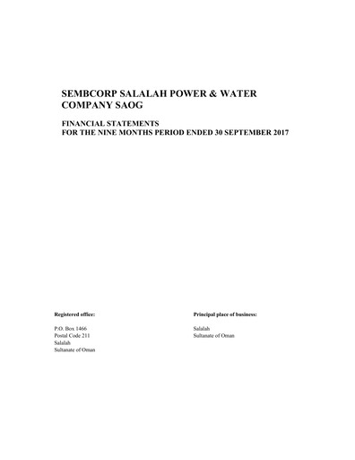 Thumbnail Sembcorp Salalah Power & Water Company Financial Statement 2017-9m