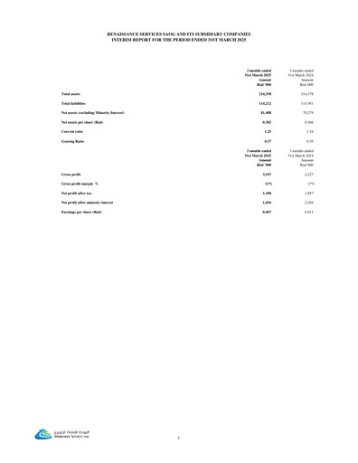Thumbnail Renaissance Services Quarterly Report 2025-q1