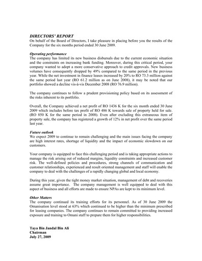 Thumbnail National Finance Financial Statement 2009-h1