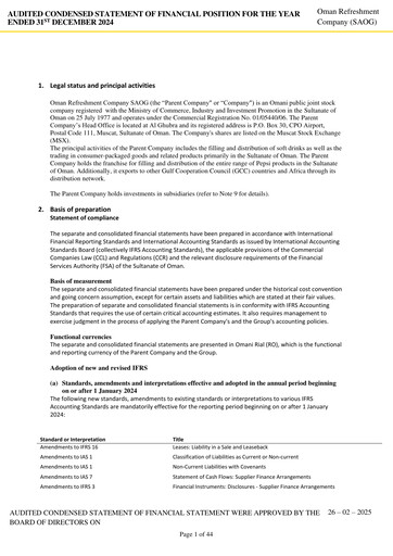 Thumbnail Oman Refreshment Company (Pepsi Oman) Financial Statement 2024
