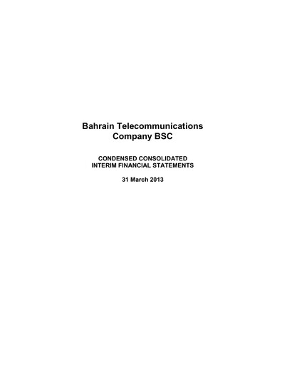 Vorschaubild Batelco (Bahrain Telecommunication Company) Quartalsbericht 2013-q1