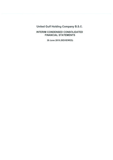 Miniature United Gulf Holding Company Bilan financier 2019-h1