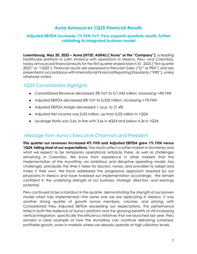 Thumbnail Auna SA Quarterly Report 2025-q1