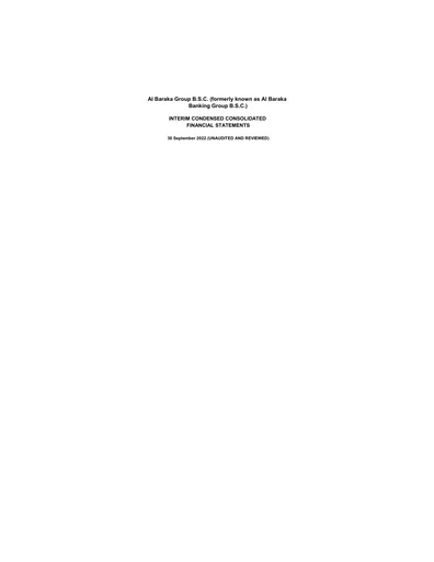 Miniature Al Baraka Group Bilan financier 2022-9m