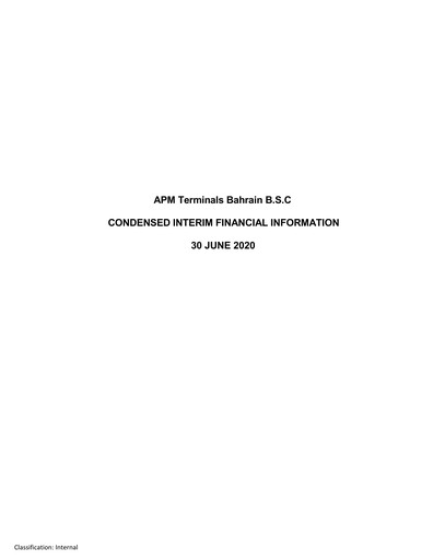Miniature APM Terminals Bahrain Rapport semestriel 2020