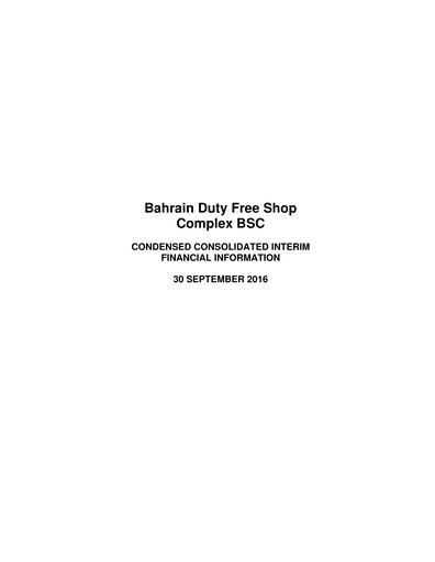 Thumbnail Bahrain Duty Free Shop Complex Financial Statement 2016-9m