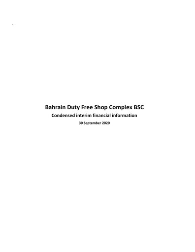 Thumbnail Bahrain Duty Free Shop Complex Financial Statement 2020-9m