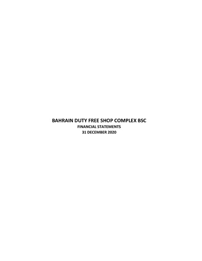 Thumbnail Bahrain Duty Free Shop Complex Financial Statement 2020