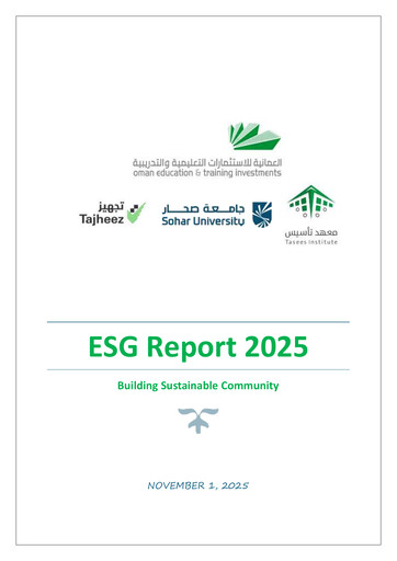 Thumbnail Oman Education and Training Investments (OETI) ESG Report 2025