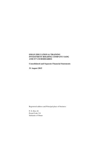 Thumbnail Oman Education and Training Investments (OETI) Financial Statement 2015