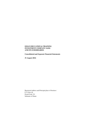 Thumbnail Oman Education and Training Investments (OETI) Financial Statement 2016