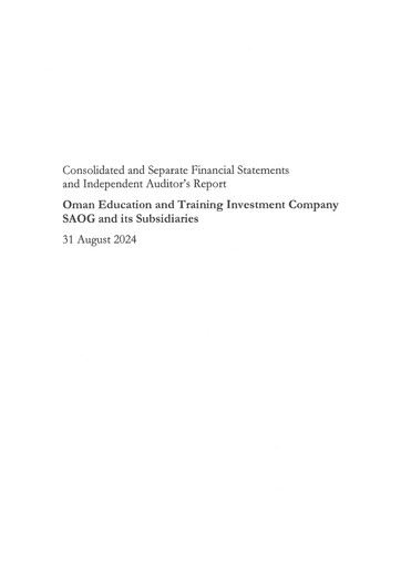 Thumbnail Oman Education and Training Investments (OETI) Financial Statement 2024
