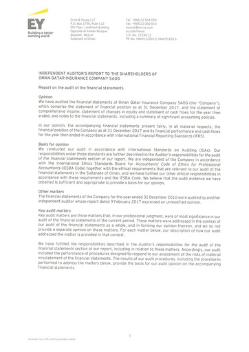 Vorschaubild OQIC Oman Qatar Insurance Company Finanzmitteilung 2017