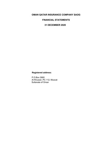 Vorschaubild OQIC Oman Qatar Insurance Company Finanzmitteilung 2020