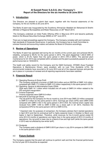 Miniature Al Suwadi Power Bilan financier 2014-h1