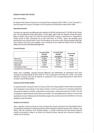 Miniature Al Suwadi Power Bilan financier 2016-h1
