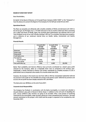 Miniature Al Suwadi Power Bilan financier 2017-h1