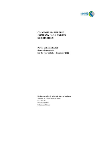 Vorschaubild Oman Oil Marketing Company (oomco) Finanzmitteilung 2022