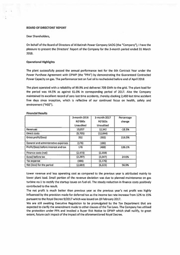 Vorschaubild Al Batinah Power Finanzmitteilung 2018-q1