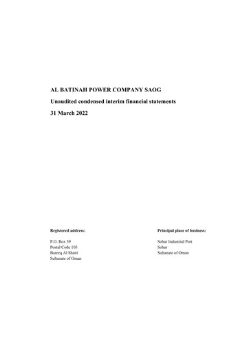 Vorschaubild Al Batinah Power Finanzmitteilung 2022-q1