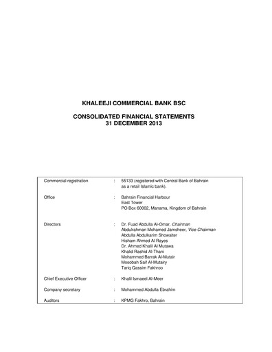 Vorschaubild Khaleeji Bank Finanzmitteilung 2013