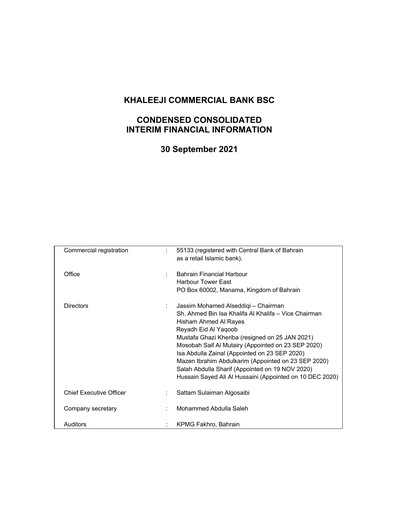 Vorschaubild Khaleeji Bank Finanzmitteilung 2021-9m