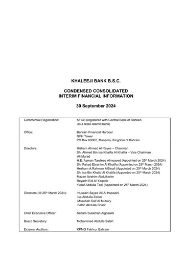 Miniature Khaleeji Bank Bilan financier 2024-9m