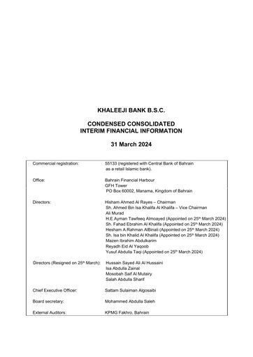 Miniature Khaleeji Bank Bilan financier 2024-q1