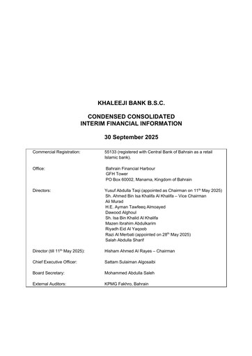 Miniature Khaleeji Bank Bilan financier 2025-9m