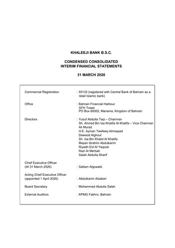 Miniature Khaleeji Bank Bilan financier 2026-q1