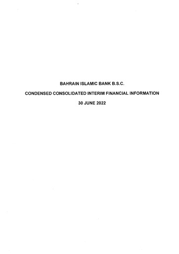 Thumbnail Bahrain Islamic Bank Financial Statement 2022-h1