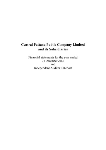 Thumbnail Central Pattana
 Financial Statement 2013
