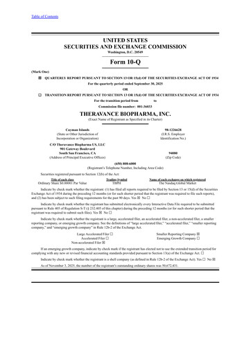 Thumbnail Theravance Biopharma
 Quarterly Report 2025-q3