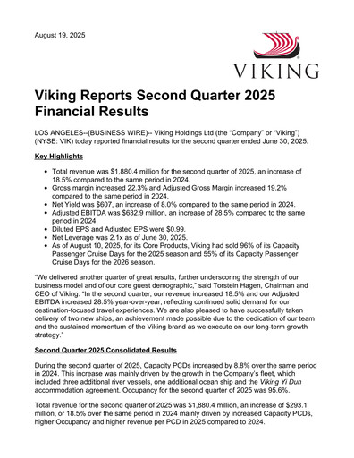 Thumbnail Viking Holdings Quarterly Report 2025-q2