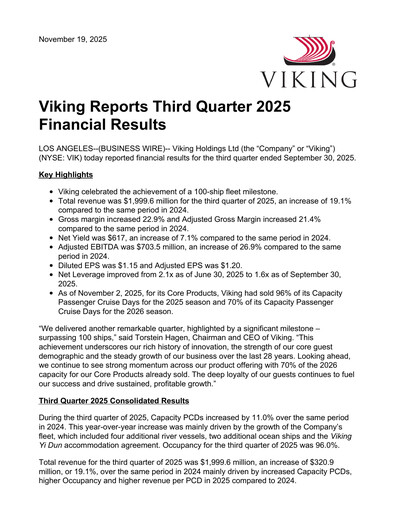 Thumbnail Viking Holdings Quarterly Report 2025-q3