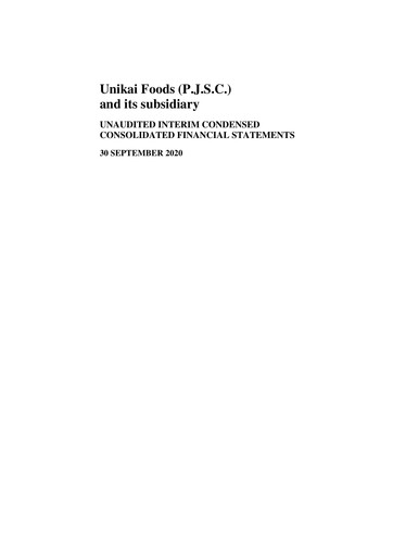 Thumbnail Unikai Foods Quarterly Report 2020-q3