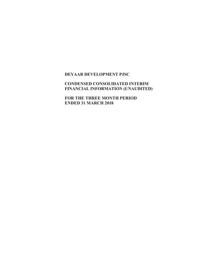 Thumbnail Deyaar Development Financial Statement 2018-q1