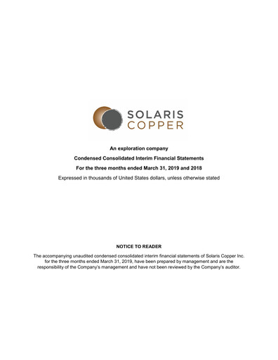 Thumbnail Solaris Resources Quarterly Report 2019-q1
