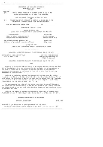 Thumbnail Analog Devices Annual Report 1994