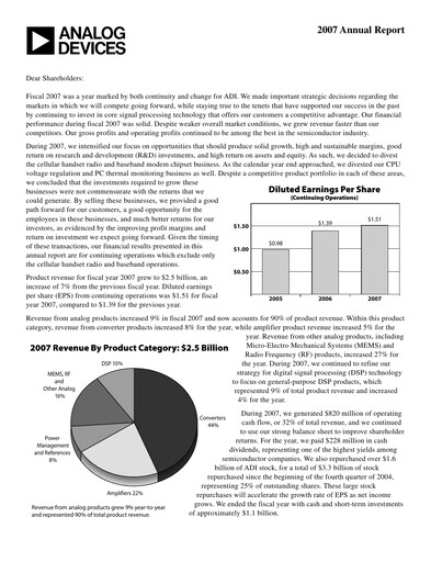Thumbnail Analog Devices Annual Report 2007