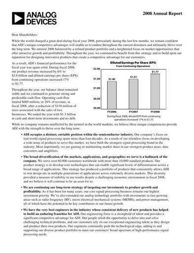 Thumbnail Analog Devices Annual Report 2008