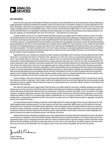 Thumbnail Analog Devices Annual Report 2012