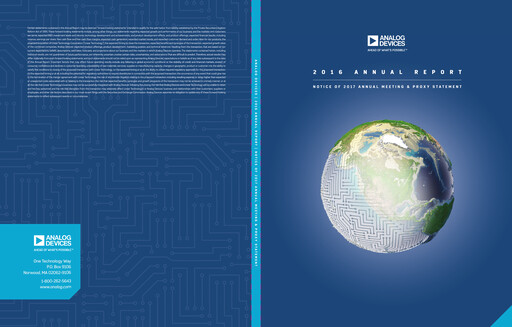 Thumbnail Analog Devices Annual Report 2016