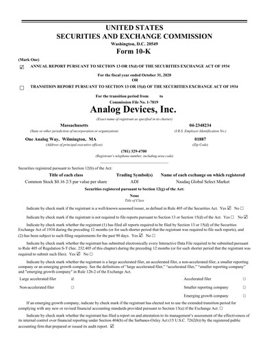 Thumbnail Analog Devices Annual Report 2020