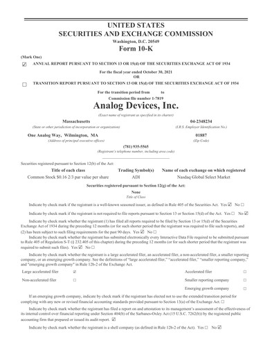 Thumbnail Analog Devices Annual Report 2021