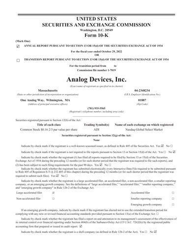 Thumbnail Analog Devices Annual Report 2022