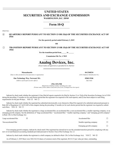 Thumbnail Analog Devices Quarterly Report 2019-q1