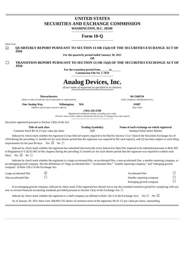 Thumbnail Analog Devices Quarterly Report 2021-q1