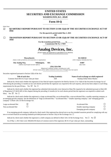 Thumbnail Analog Devices Quarterly Report 2021-q2