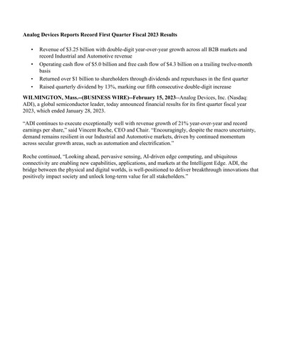 Thumbnail Analog Devices Quarterly Report 2023-q1